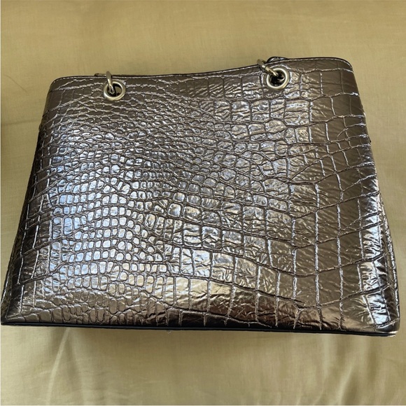 Anne Klein Shiny bronze Crocodile-Patterned Shoulder Bag - Picture 3 of 11